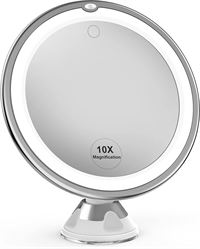 PRO BEAUTY Badeværelses Spejl med LED Lys og sugekop x10 forstørrelsesspejl - Hvid