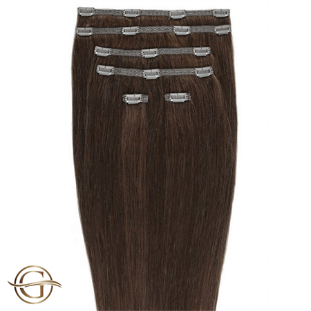 Image of Clip on hair extensions #30 Kastanie - 7 sæt - 60 cm | Gold24