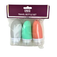 UNIQ Kompakt Rejseflaskesæt 60 ml - 3 stk Genanvendelige og Klembare Plastbeholdere Til Toiletartikler.