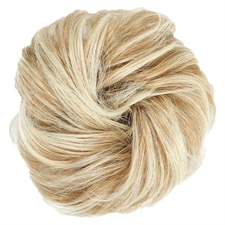 Messy Bun Hårelastik med krøllet kunstigt hår #28T613 - Blond/kobber mix