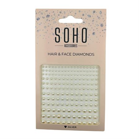 SOHO Kulørte Diamanter til hår og ansigt - 216 stk - Silver