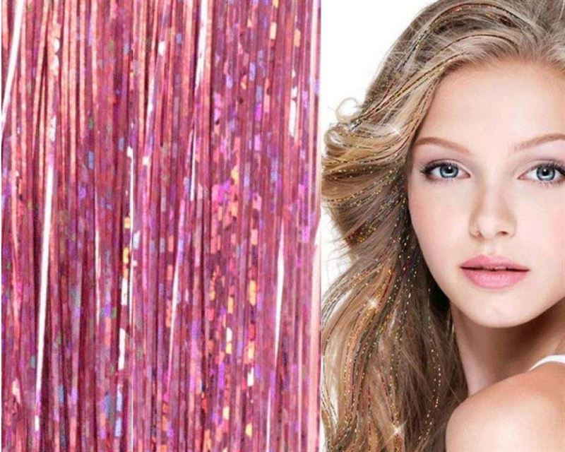 Bling Glitter Extensions stk hair 80 cm - Pink