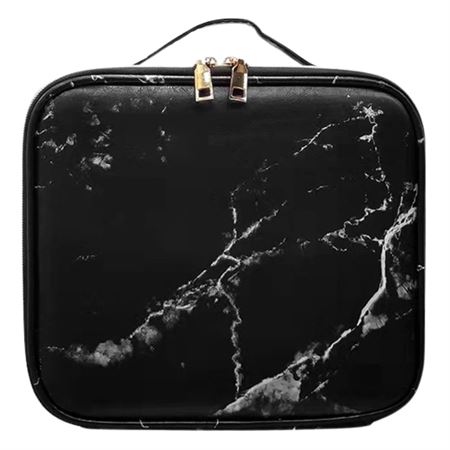 UNIQ Makeup Rejsetaske - Toilettaske / Kosmetiktaske til alt dit makeup - Black Marble