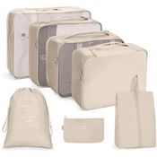 UNIQ Packing Cubes / Pakkekubbesæt til Kuffert - Organiser og Beskyt Din Bagage Perfekt - Beige - 7 dele