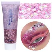 Face & Body Glitter Gel | Flydende Shimmer Pailletter til Makeup & Fest - Pink (50 ml)