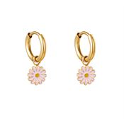 SOHO Daisy Creoler / Hoop Øreringe - Guld/Pink