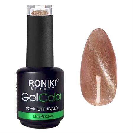 RONIKI Magic Silver Cat Eye Gel Neglelak Caramel (15)