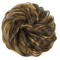 Messy Bun Hårelastik med krøllet kunstigt hår - 4H27# Dark brown & Light Brown Mix 